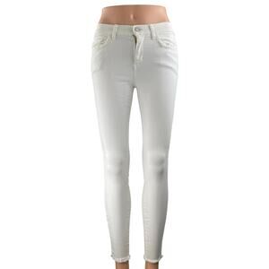Siwy Women's White Mid Rise Frayed Raw Hem Skinny Leg Denim Jeans Pants Size 26